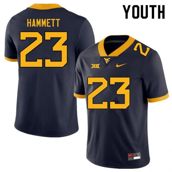 Youth West Virginia Mountaineers NCAA #23 Ja'Corey Hammett Navy Authentic Nike Stitched College Football Jersey MS15A34YZ